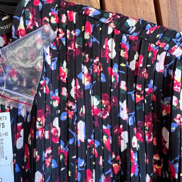 A Pea In The Pod Dress Womens One Size Black Floral Pleated Maternity Midi New - Picture 8 of 15